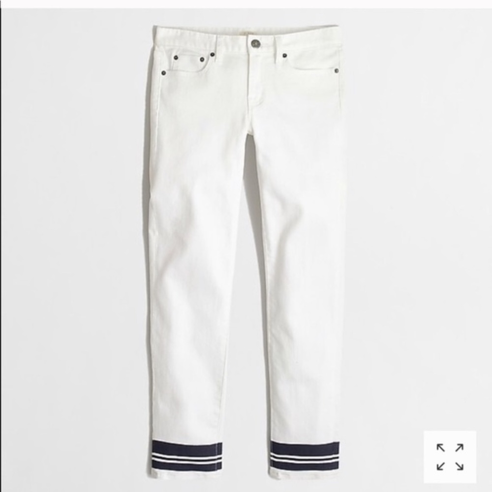 J Crew Grosgrain Striped Hem Skinny Jeans - 26 - Picture 1 of 8